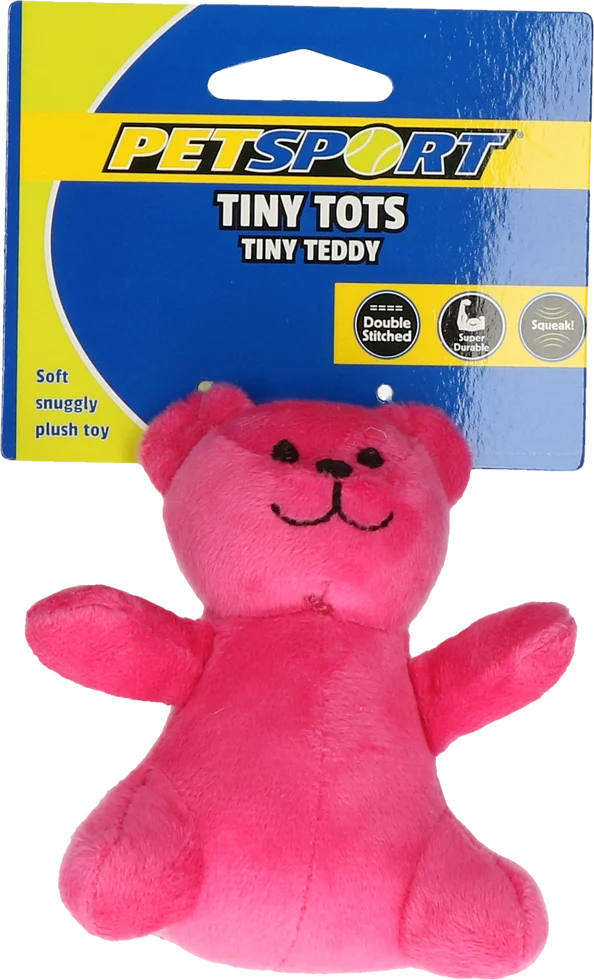 Plyšová hračka pro psa s pískátkem, růžová, cca 10 cm – Petsport Tiny Tots Teddy - Obrázek 1