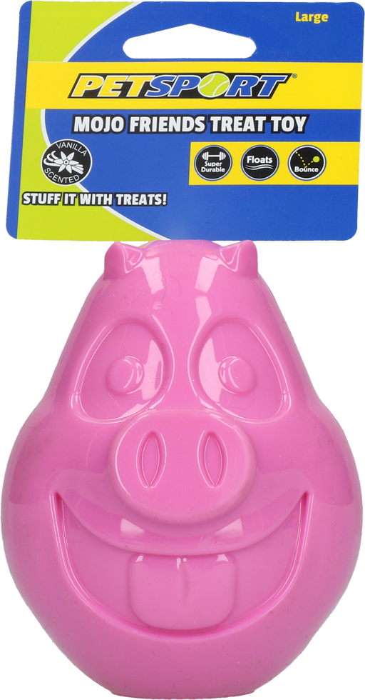 Hondenspeeltje van TPR Rubber met Traktatieopening, 12 cm – Petsport Mojo Friends Varken L Hračka pro psy z pryže TPR s otvorem na pamlsky, 12 cm – Petsport Mojo Friends prasátko L