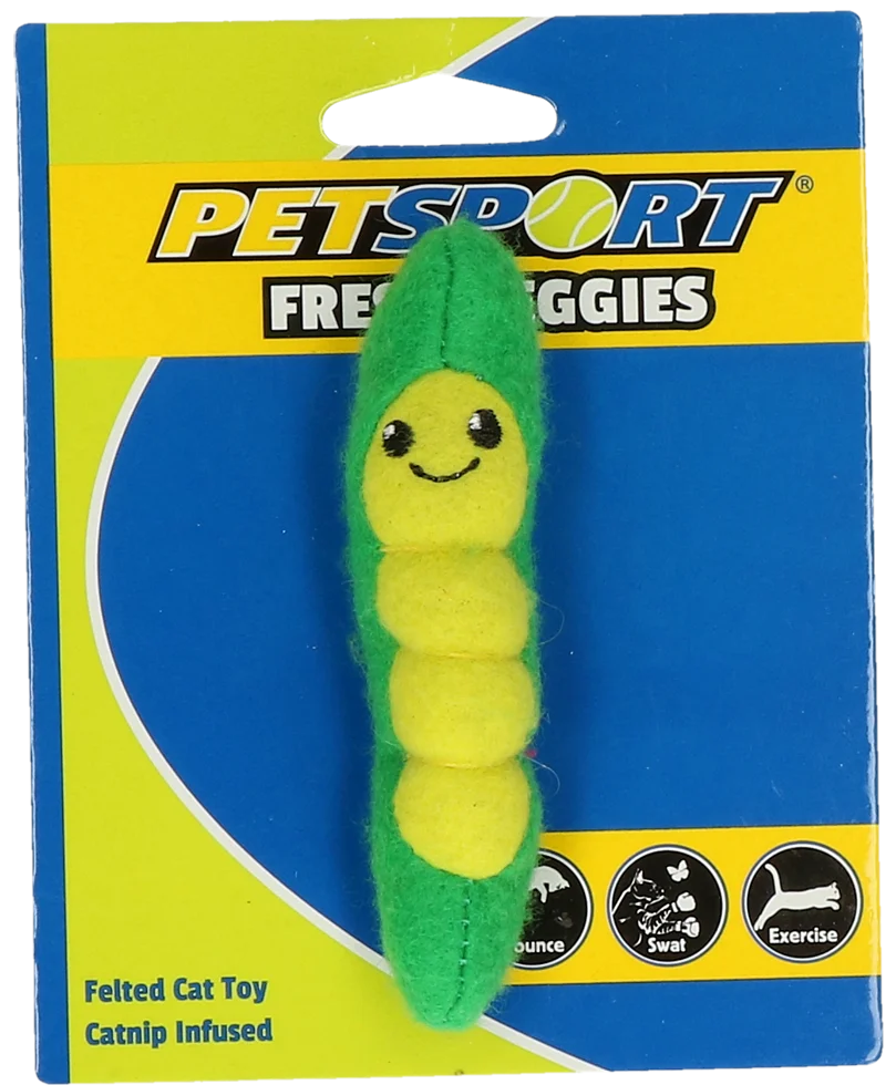 Zeleninová hračka ve tvaru fazole se šantou kočičí a fleecem – fazole Petsport Fresh Veggies - Obrázek 1