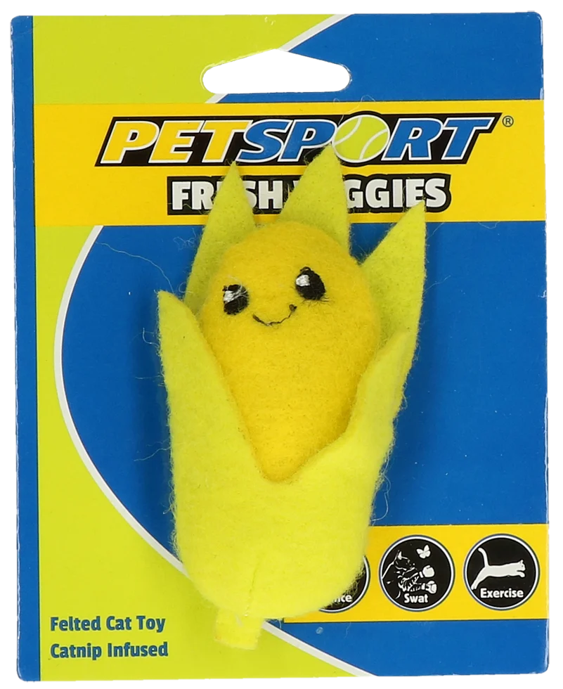 PETS70130M.png Zeleninová hračka ve tvaru kukuřice se šantou kočičí a fleecem – kukuřice Petsport Fresh Veggies - Obrázek 1