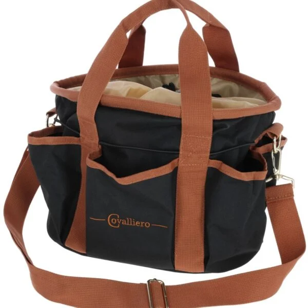 Taška na péči o koně se 6 vnějšími kapsami a odnímatelným ramenním popruhem, černá, 28 x 20 x 22 cm – Covalliero Grooming Bag