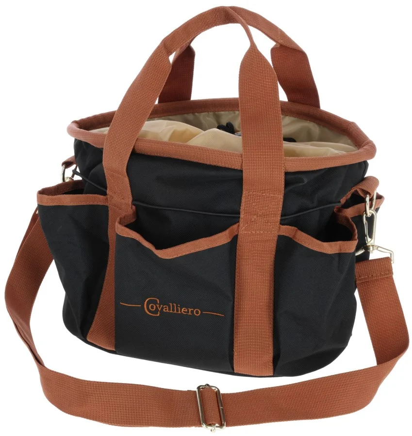 Taška na péči o koně se 6 vnějšími kapsami a odnímatelným ramenním popruhem, černá, 28 x 20 x 22 cm – Covalliero Grooming Bag - Obrázek 1
