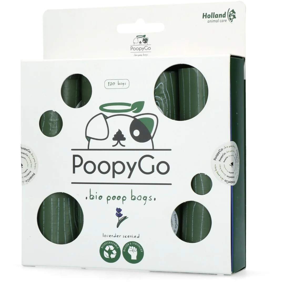 Biologicky rozložitelné sáčky na psí exkrementy s vůní levandule, 120 kusů – PoopyGo Eco friendly - Obrázek 2