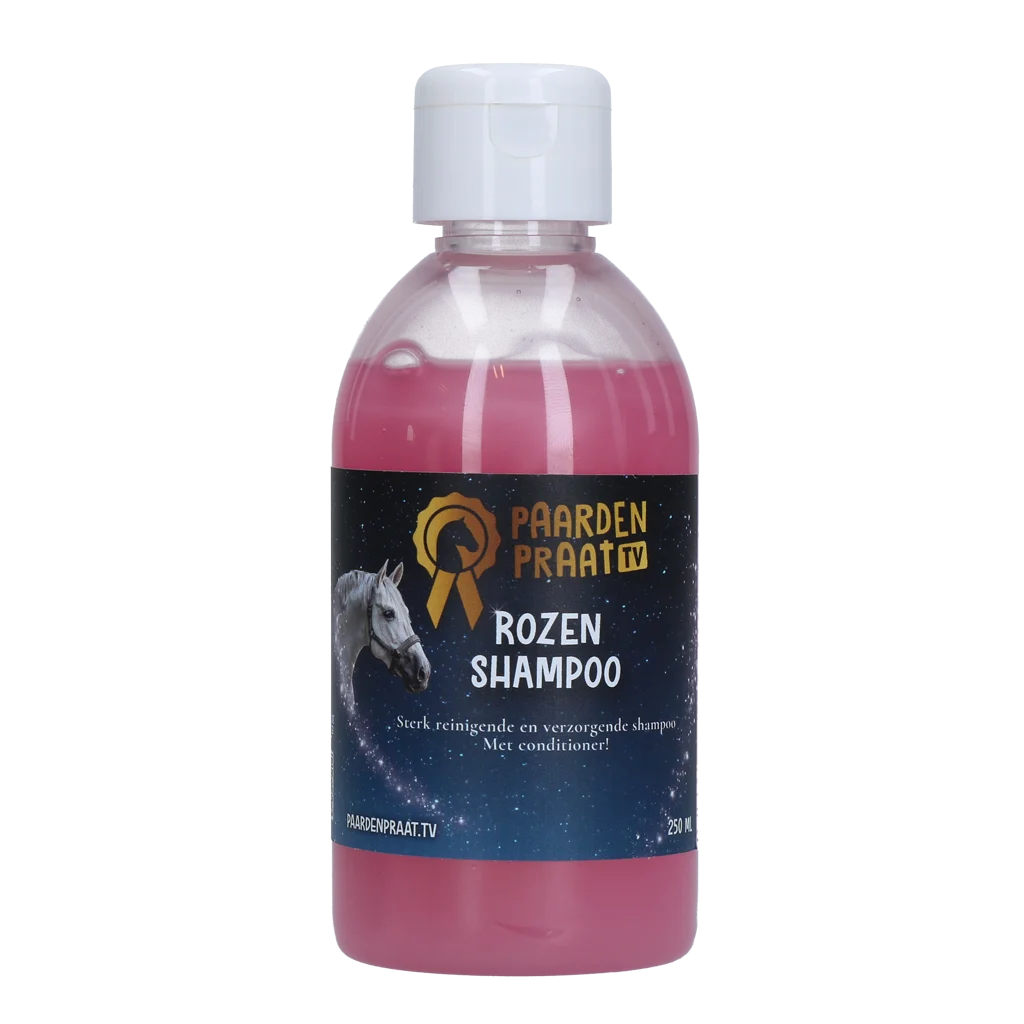 PRAA009.png Šampon na koně s kondicionérem, 250 ml – Paardenpraat TV Shampoo Rozen - Obrázek 1
