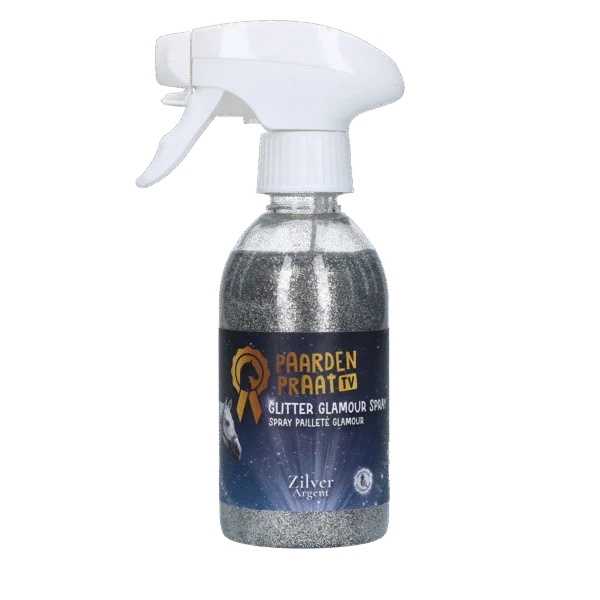 Třpytivý sprej pro koně a poníky, 250 ml – Paardenpraat TV Glitter Glamour Spray Zilver