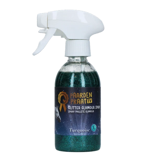 Třpytivý sprej pro koně, tyrkysový, 250 ml – Paardenpraat TV Glitter Glamour Spray