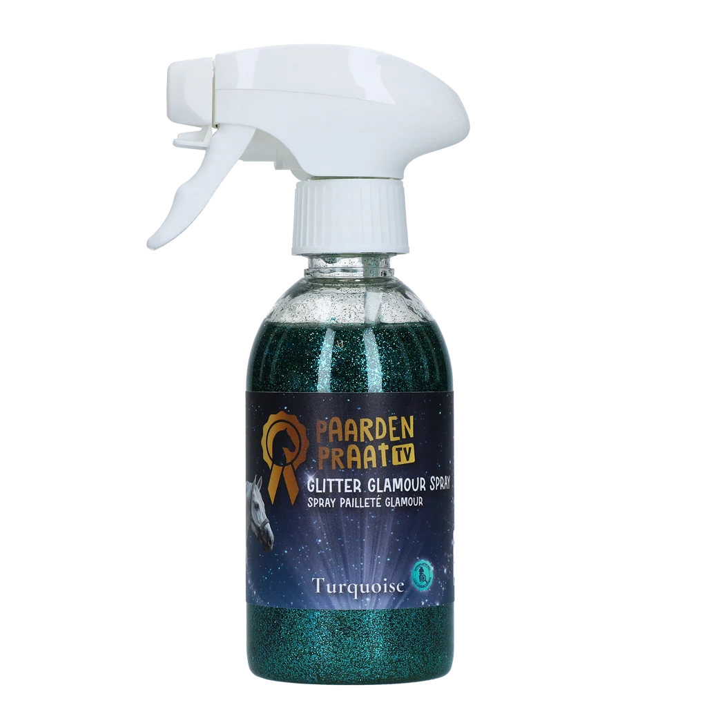 PRAA5055.png Třpytivý sprej pro koně, tyrkysový, 250 ml – Paardenpraat TV Glitter Glamour Spray - Obrázek 1