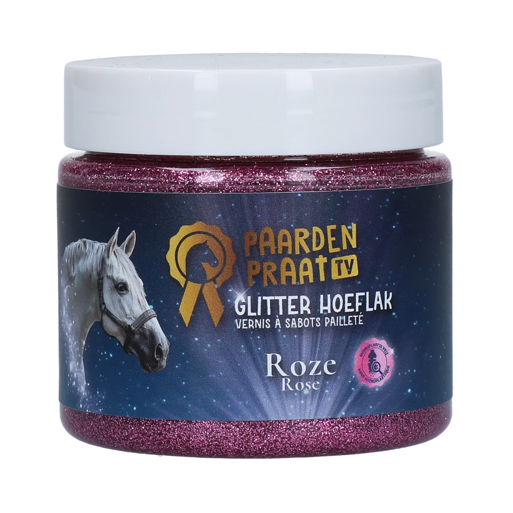 Třpytivý lak na kopyta na vodní bázi, růžový – Paardenpraat TV Glitter Hoeflak - Obrázek 1