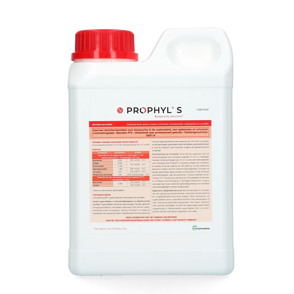 Dezinfekční prostředek pro prostory pro zvířata 1 l – Huvepharma Prophyl S - Obrázek 1