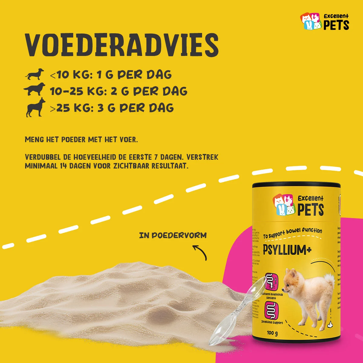 Psylliová vláknina pro psy v prášku, 100 g – Excellent Pets Dog Psyllium+ - Obrázek 2