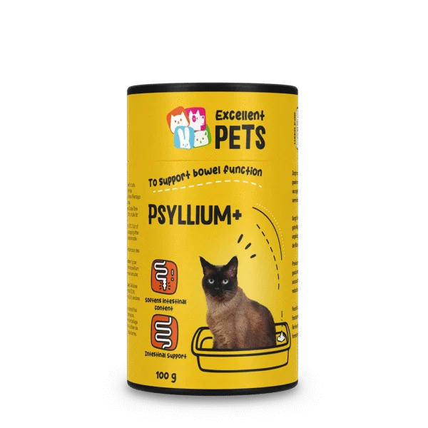 Psylliový prášek pro kočky s karobovou moučkou, 100 g – Excellent Pets Cat Psyllium+