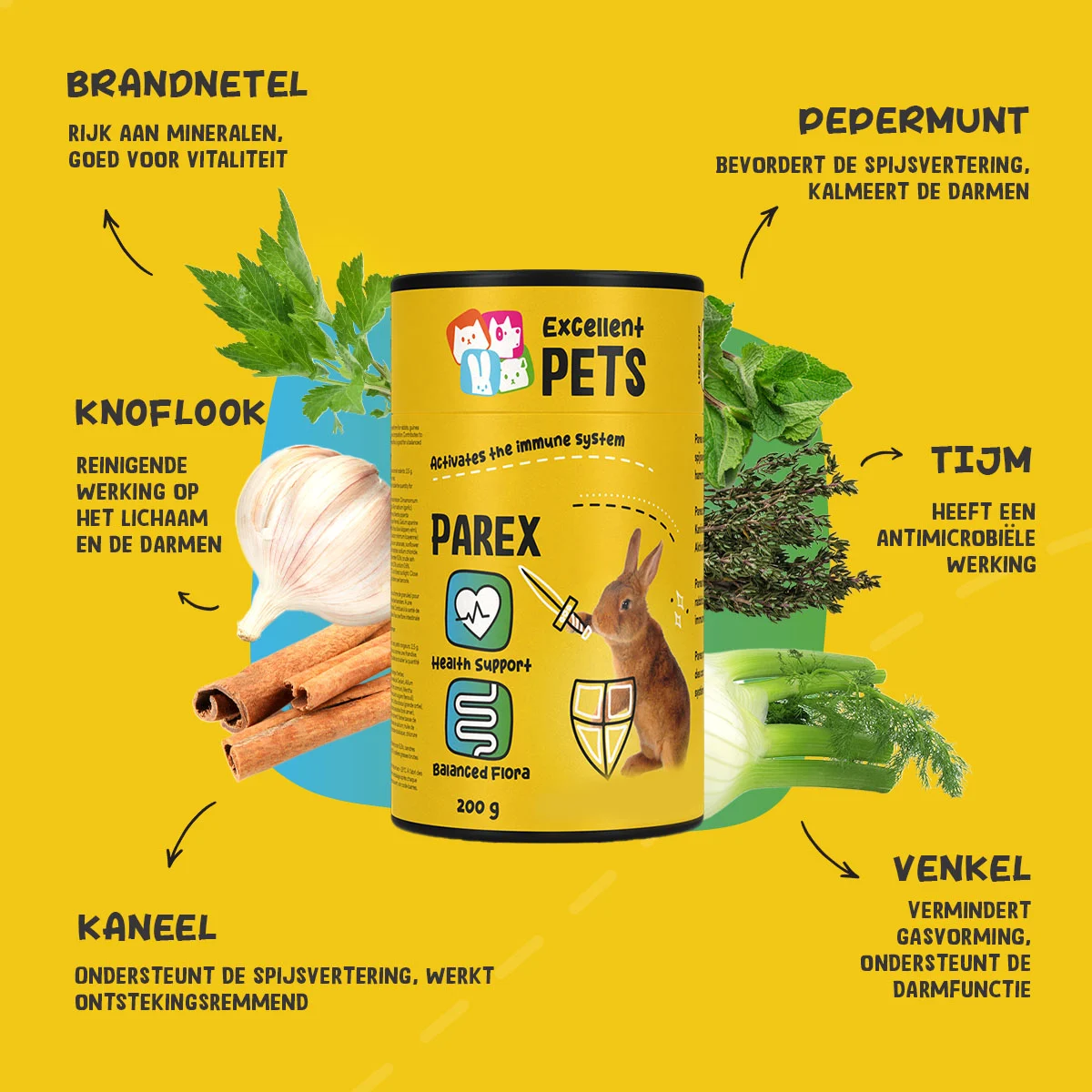 Doplňkové krmivo pro králíky ve formě granulí, 200 g – Excellent Pets Rabbit Parex - Obrázek 6