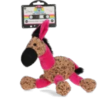 Plyšová hračka pro psy Oslík s pískátkem, růžová M, 26 x 33 cm – Retro Dog Donkey