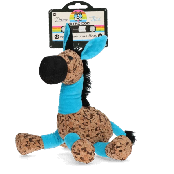 Psí plyšová hračka Osel s pískátkem, modrá M – Retro Dog Donkey