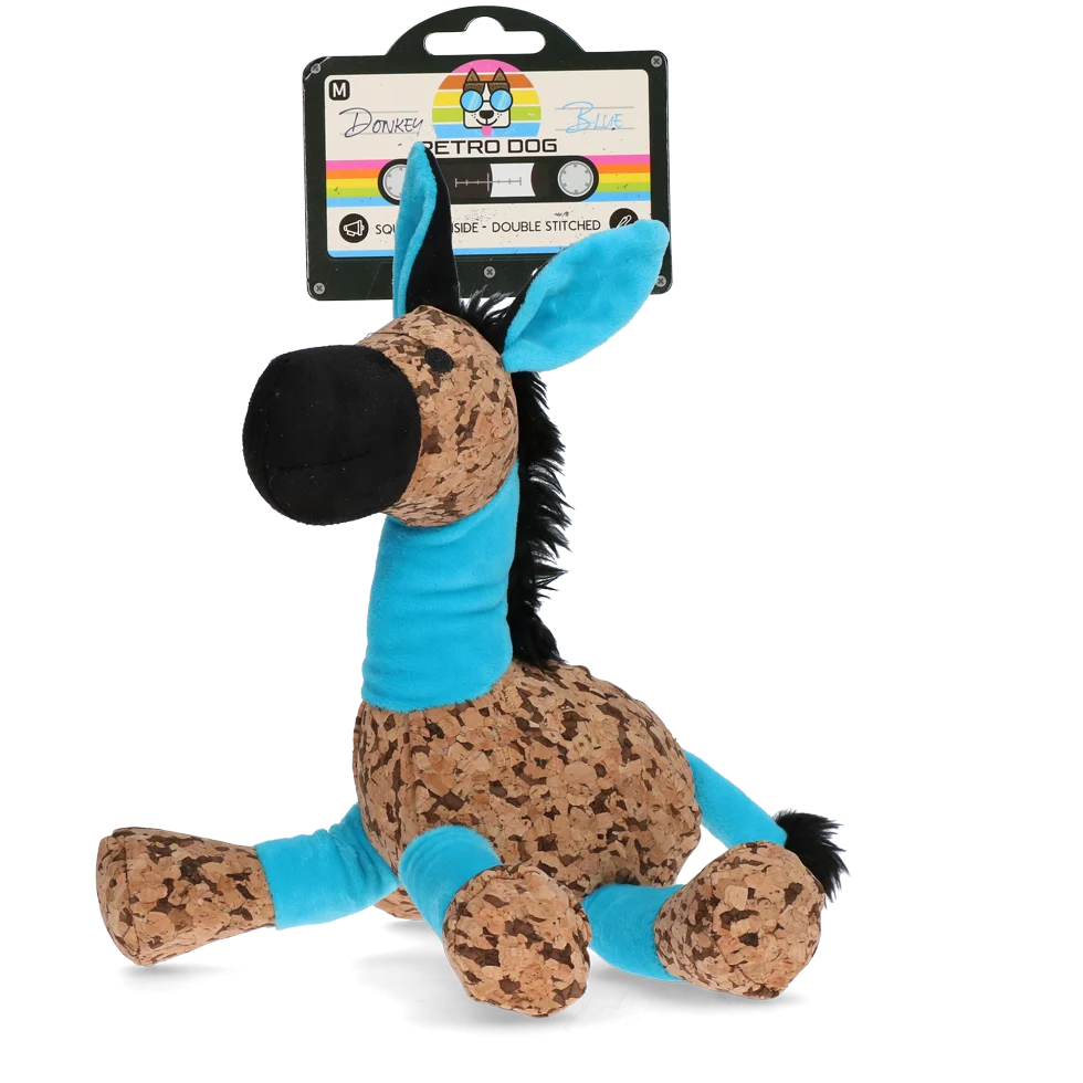 Psí plyšová hračka Osel s pískátkem, modrá M – Retro Dog Donkey - Obrázek 1