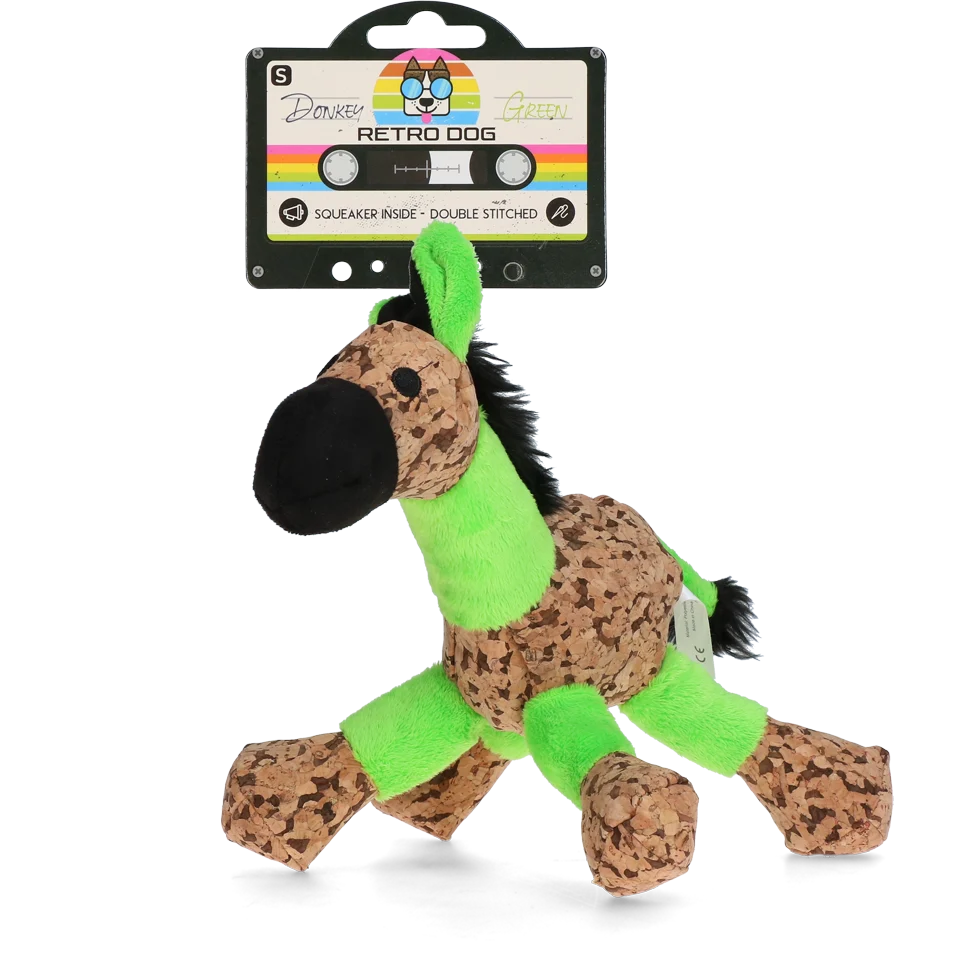 Plyšová hračka pro psy Oslík s pískátkem, zelená S – Retro Dog Donkey - Obrázek 1
