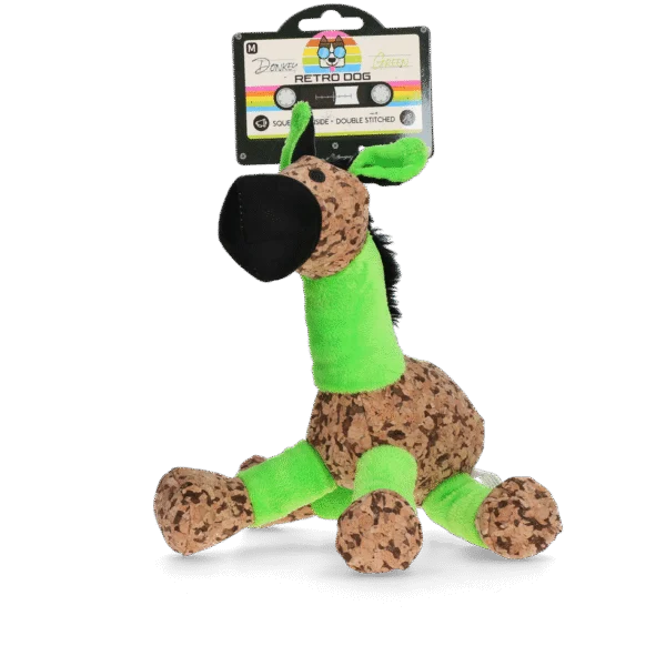 Plyšový oslík pro psy s pískátkem, zelený M – Retro Dog Donkey