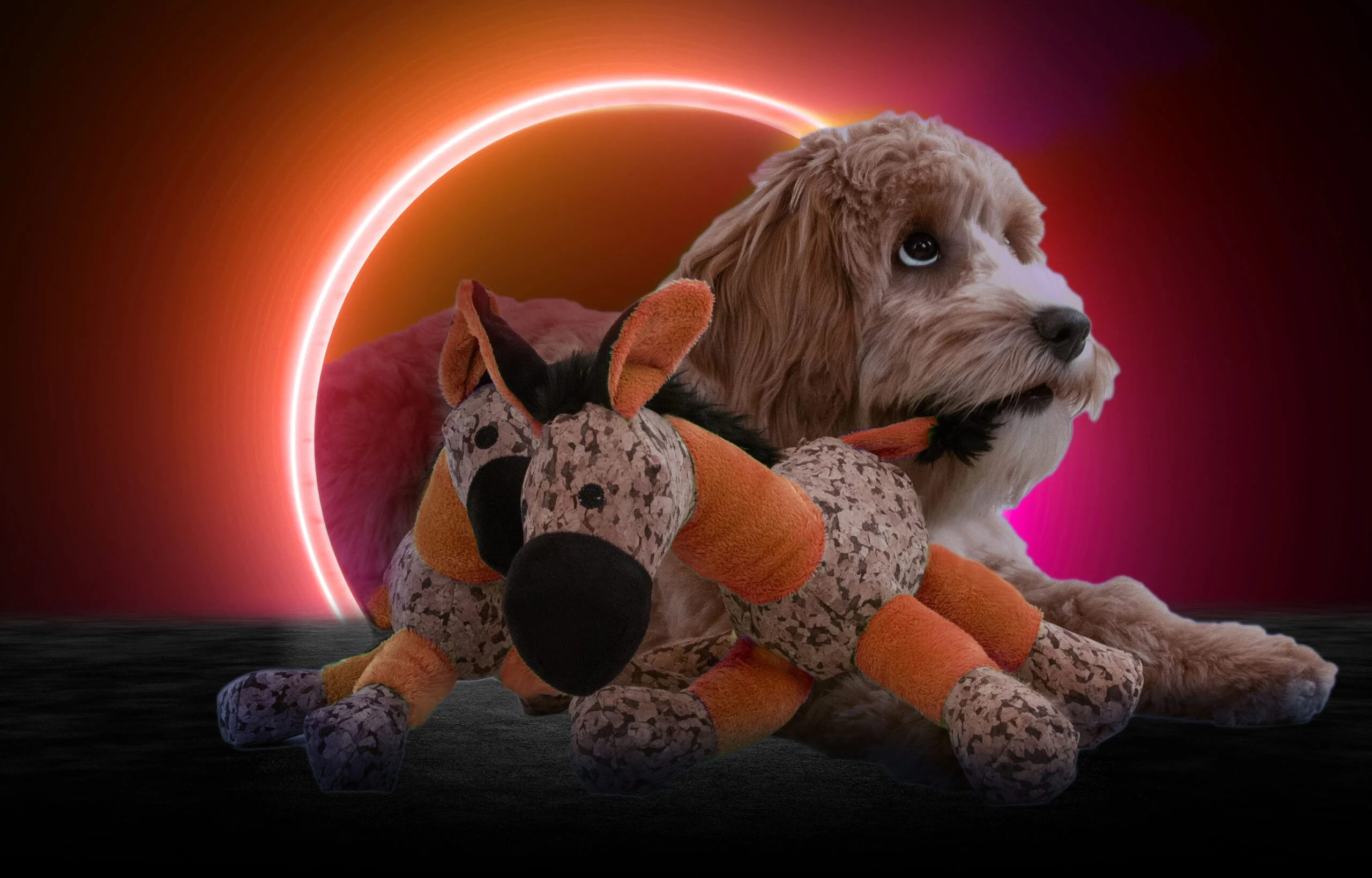 Plyšová hračka pro psy, oslík s pískátkem, oranžová S – Retro Dog Donkey - Obrázek 4