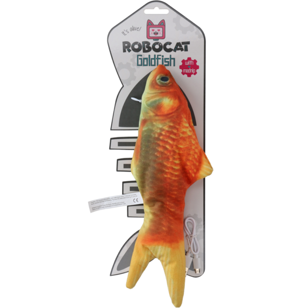 Pohyblivá hračka pro kočky ve tvaru zlaté rybky s MADNIP, 30 cm – Robocat Fish