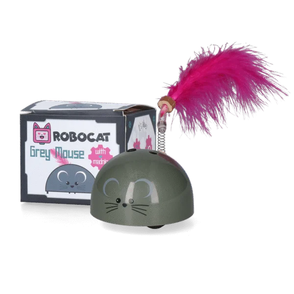 Hračka ve tvaru myši s pohybovým senzorem a Madnipem, šedá – Robocat Mouse