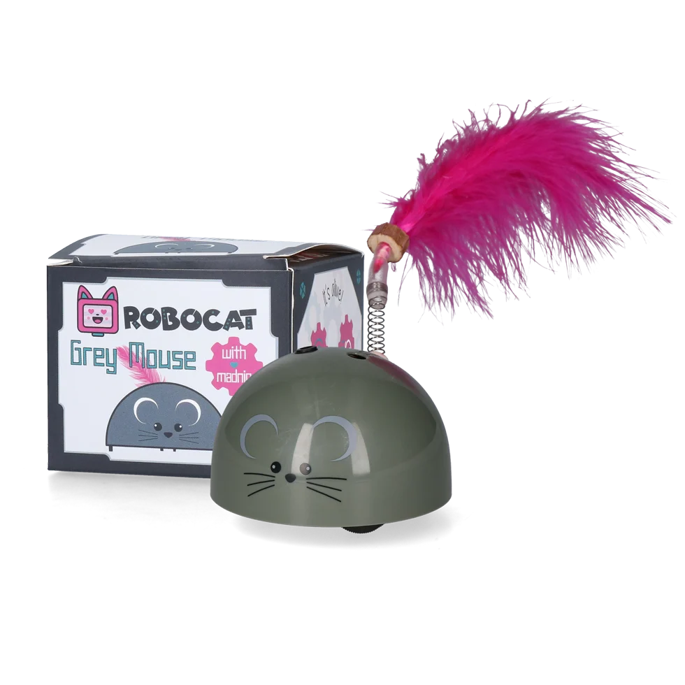 ROBO020.png Hračka ve tvaru myši s pohybovým senzorem a Madnipem, šedá – Robocat Mouse - Obrázek 1