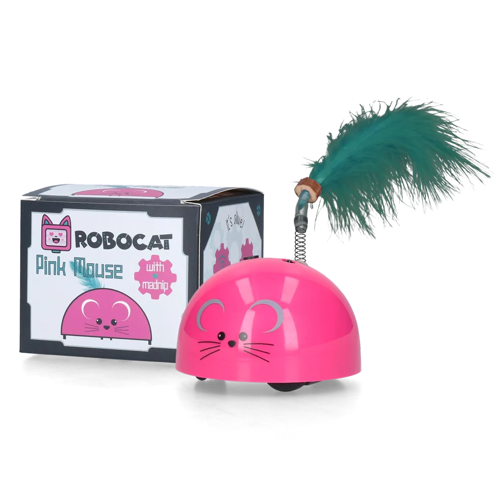 Hračka ve tvaru myši s pohybovým senzorem a Madnipem, růžová – Robocat Mouse - Obrázek 1