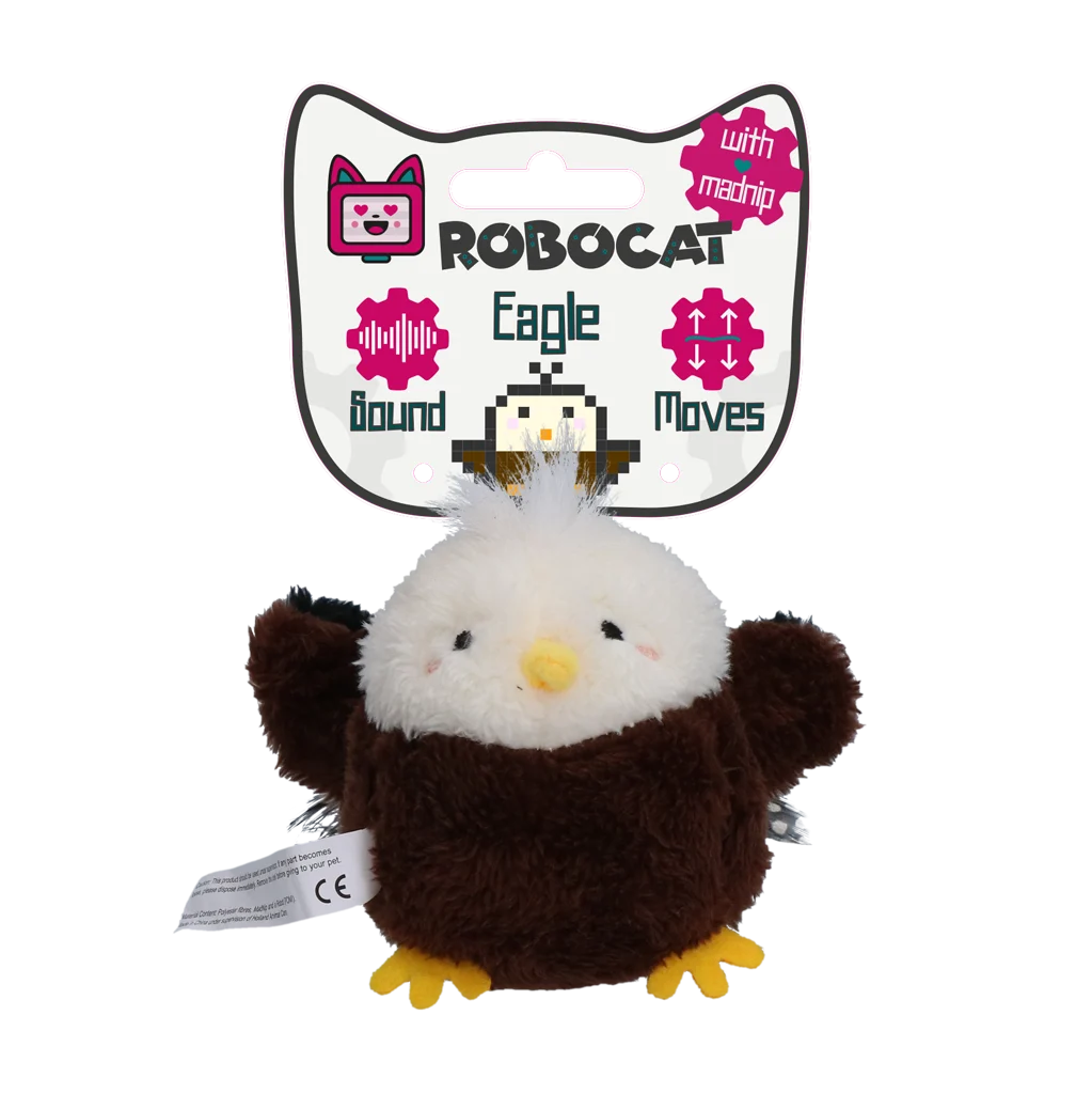 ROBO030.png Pohyblivá hračka pro kočky se zvukem a madnip – Robocat Orel - Obrázek 1
