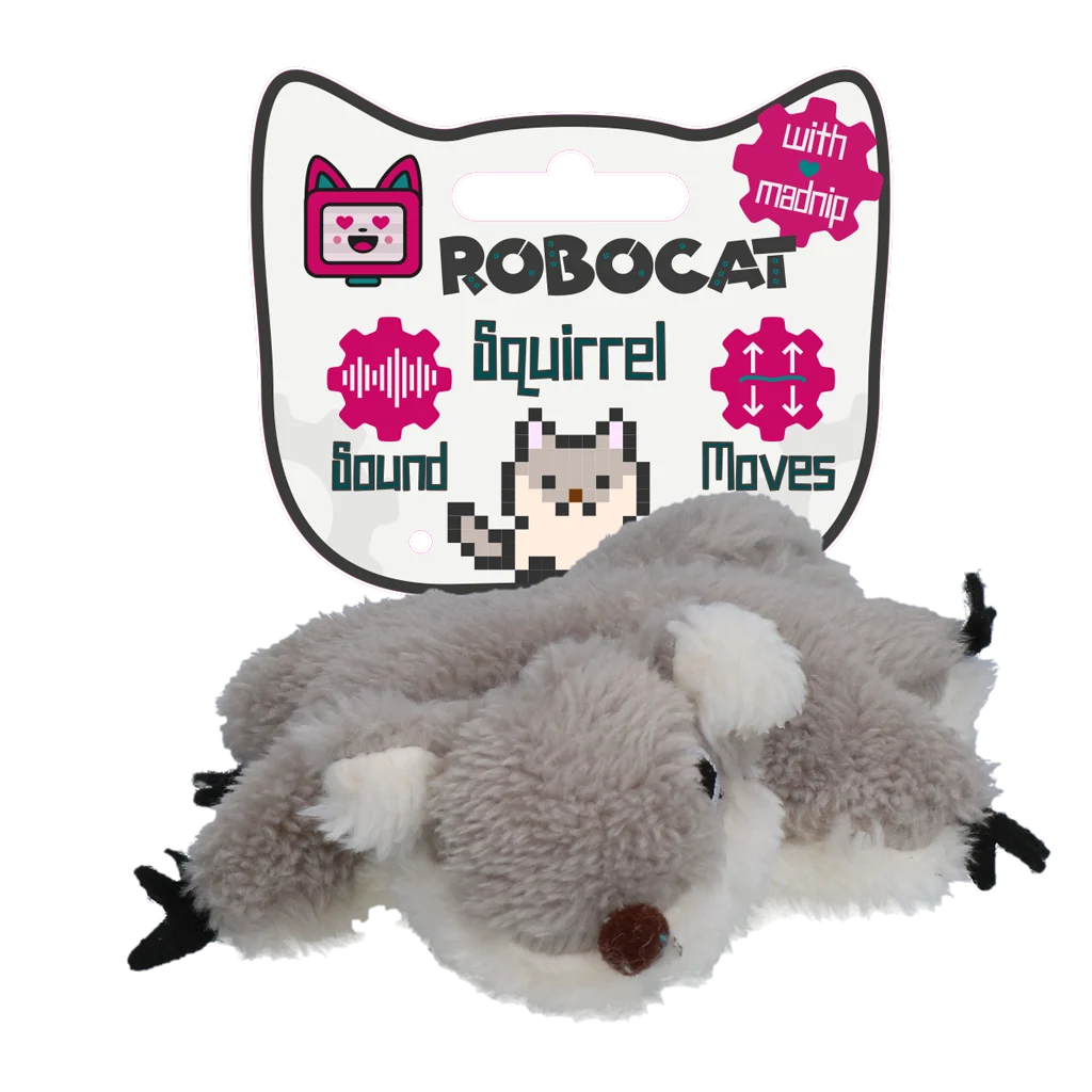 Pohyblivá hračka pro kočky se zvukem a madnipem – Robocat Veverka - Obrázek 1