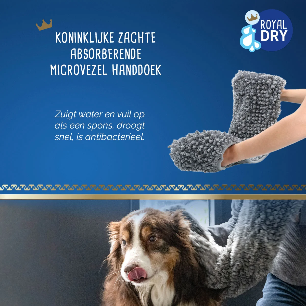 Mikrovláknový ručník pro psy s kapsami na ruce, 35 x 81 cm – Royal Dry - Obrázek 6
