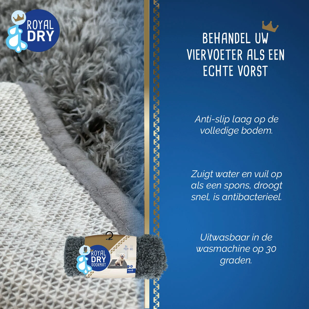 Rohožka pro psa z absorpčního mikrovlákna, 66 x 91 cm – Royal Dry - Obrázek 3