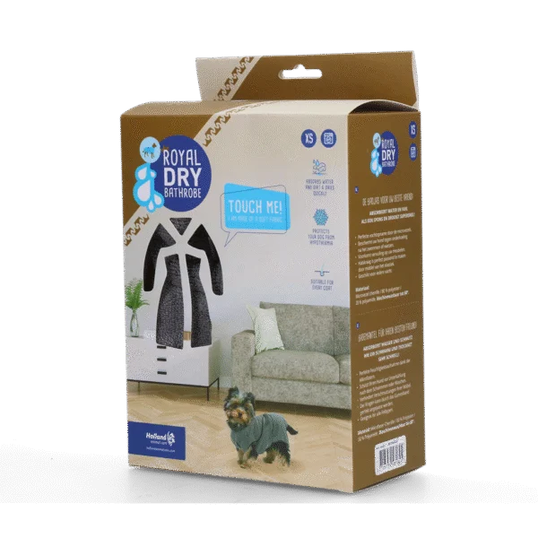 Mikrovláknový župan pro psy XS, délka zad 30 až 35 cm – Royal Dry