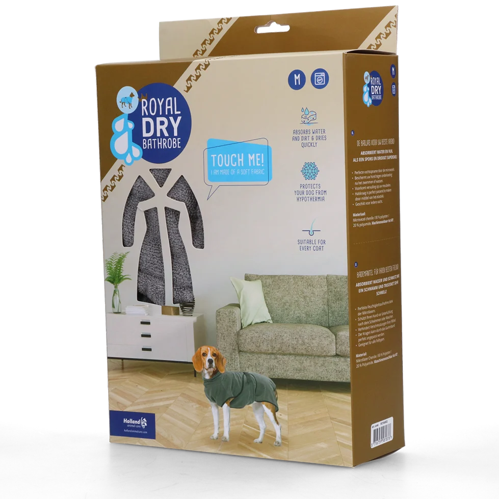 Mikrovláknitý župan pro psy M, délka zad 50 až 58 cm – Royal Dry - Obrázek 1