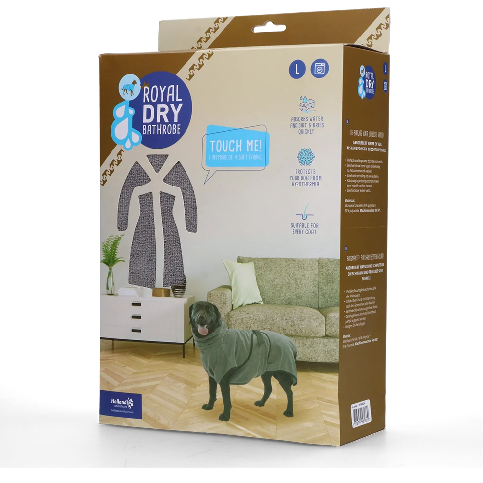 Psí župan z mikrovlákna L, délka zad 60 až 68 cm – Royal Dry - Obrázek 1