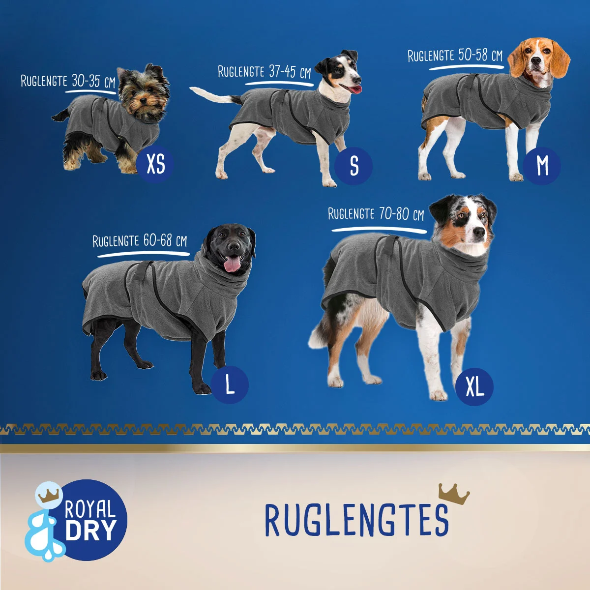 Psí župan z mikrovlákna L, délka zad 60 až 68 cm – Royal Dry - Obrázek 6