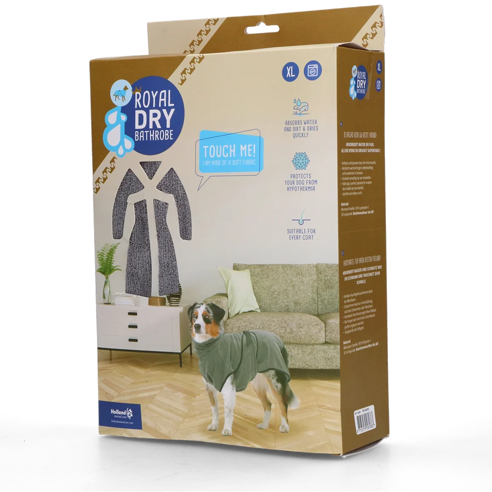 Mikrovláknový župan pro psy XL, délka hřbetu 70 až 80 cm – Royal Dry - Obrázek 1