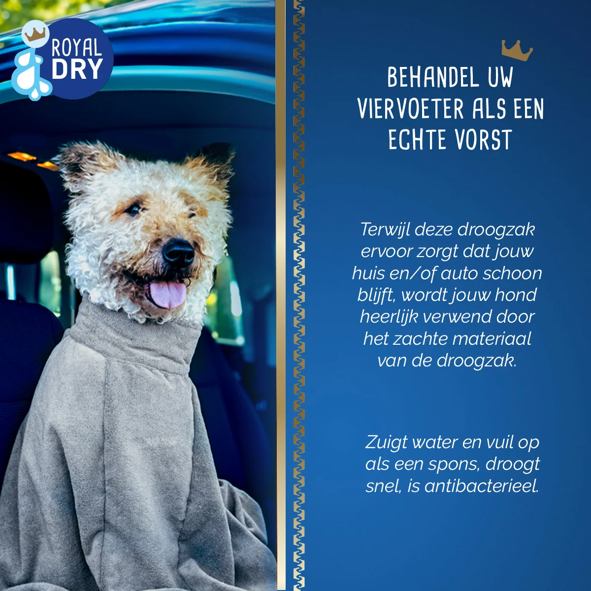 Mikrovláknový sušicí vak pro psy XS, délka zad 30 cm – Royal Dry Doggy Bag - Obrázek 6