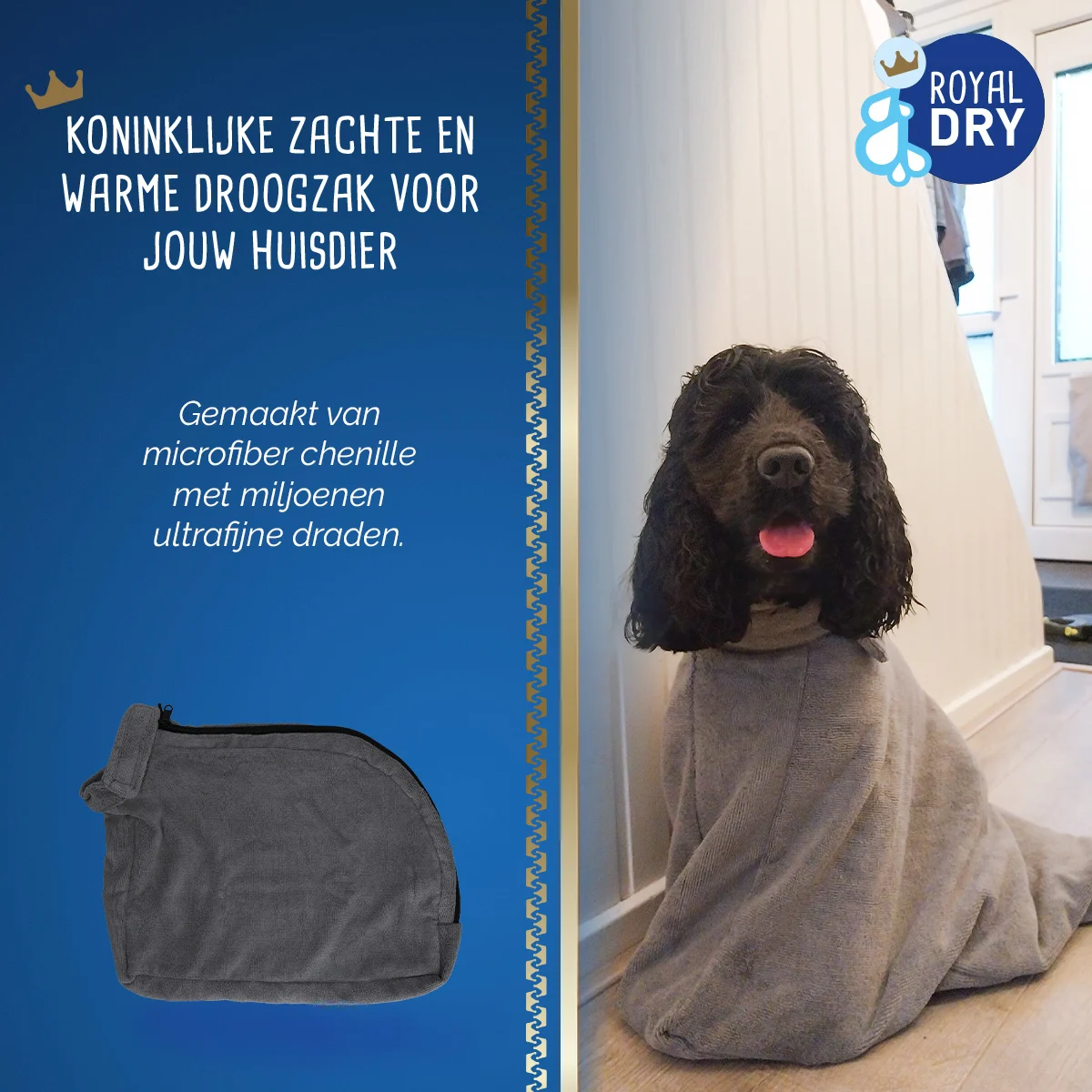 Sušicí vak pro psa z mikrovlákna S, délka zad 40 cm – Royal Dry Doggy Bag - Obrázek 5