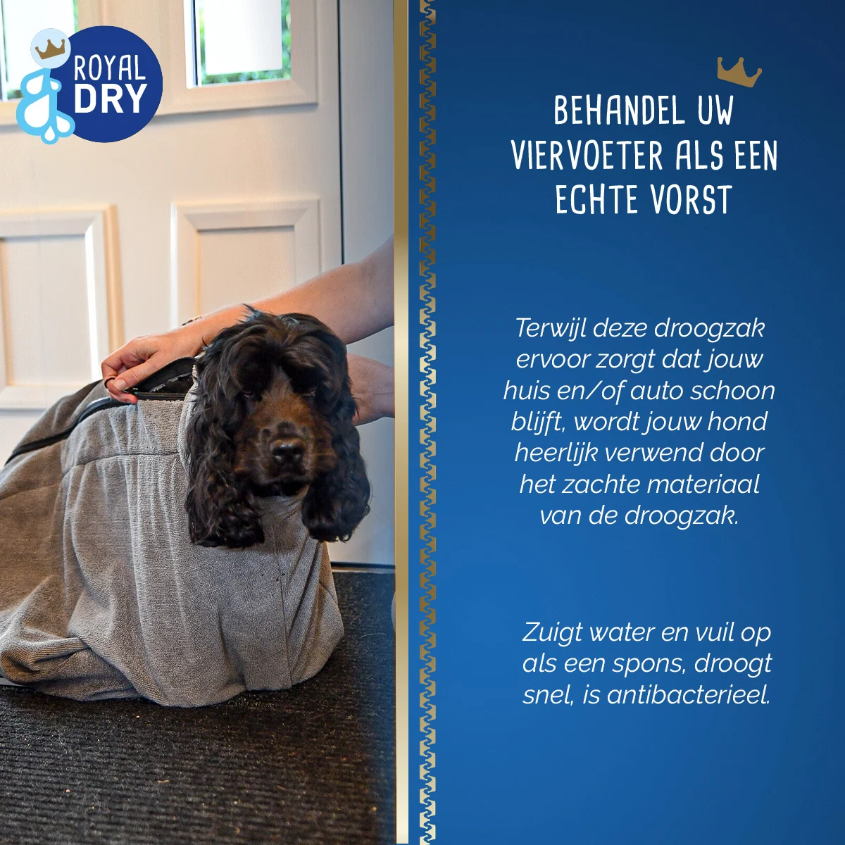 Mikrovláknový sušicí vak pro psy M, délka hřbetu 60 cm – Royal Dry Doggy Bag - Obrázek 6