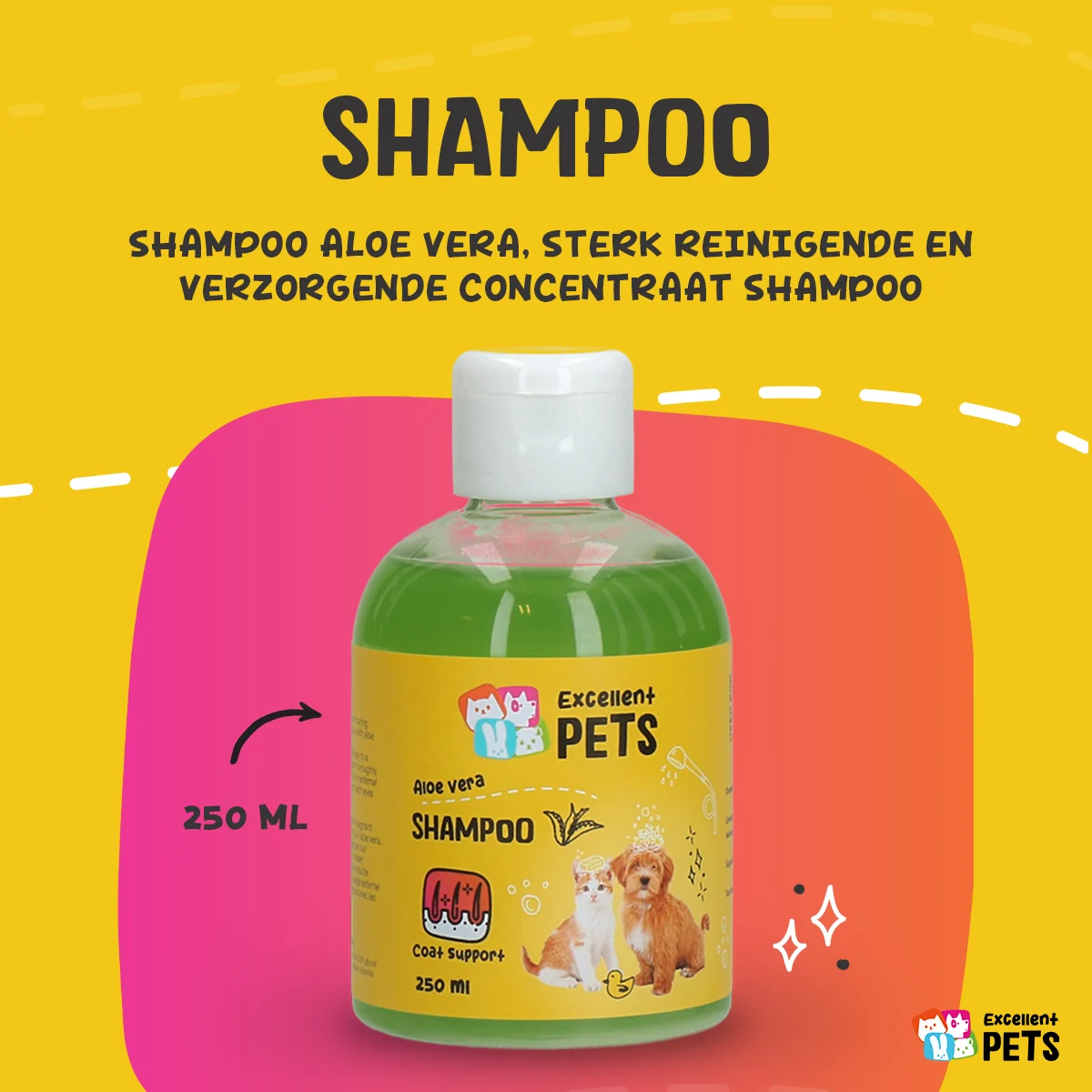 Šampon pro psy s aloe vera pro citlivou pokožku, 250 ml – Excellent Pets Shampoo Aloe Vera - Obrázek 2