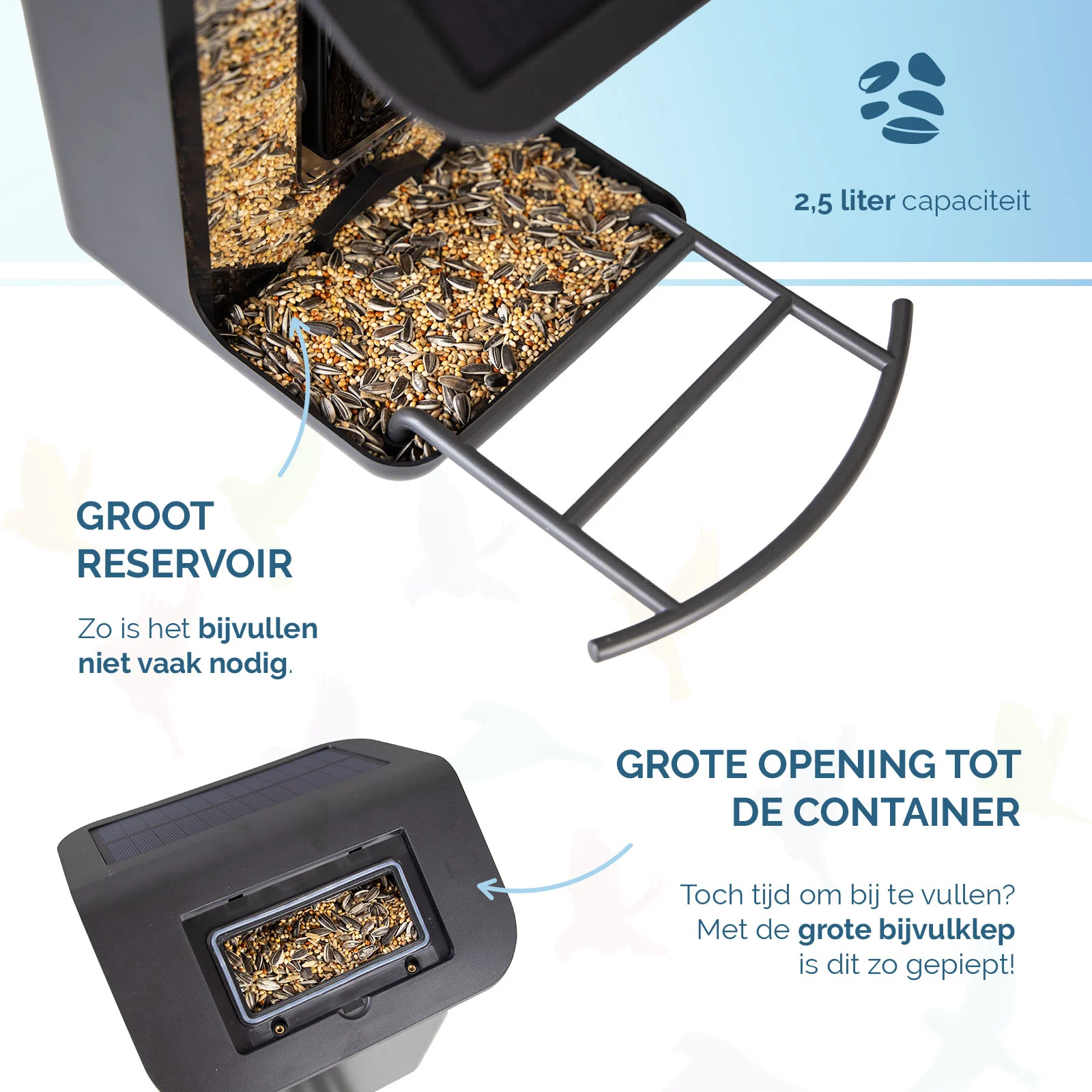 Krmítko pro ptáky s kamerou a solárním panelem, 1,5 l – Hofman Animal Care AI Bird Feeder - Obrázek 4