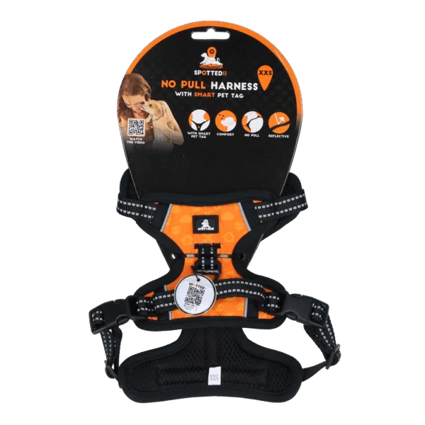 Protitahací postroj pro psa s rukojetí, oranžový XXS – Spotted! Pro No Pull