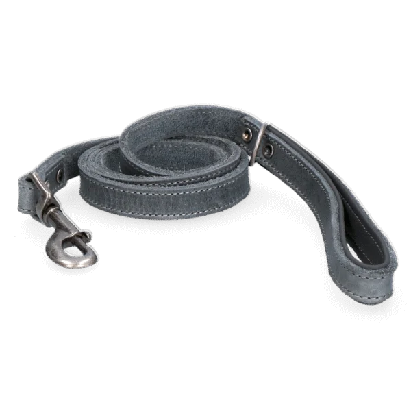 Kožené vodítko pro psy s polstrovanou rukojetí, šedé, 130 x 1,8 cm – Spotted! Pro