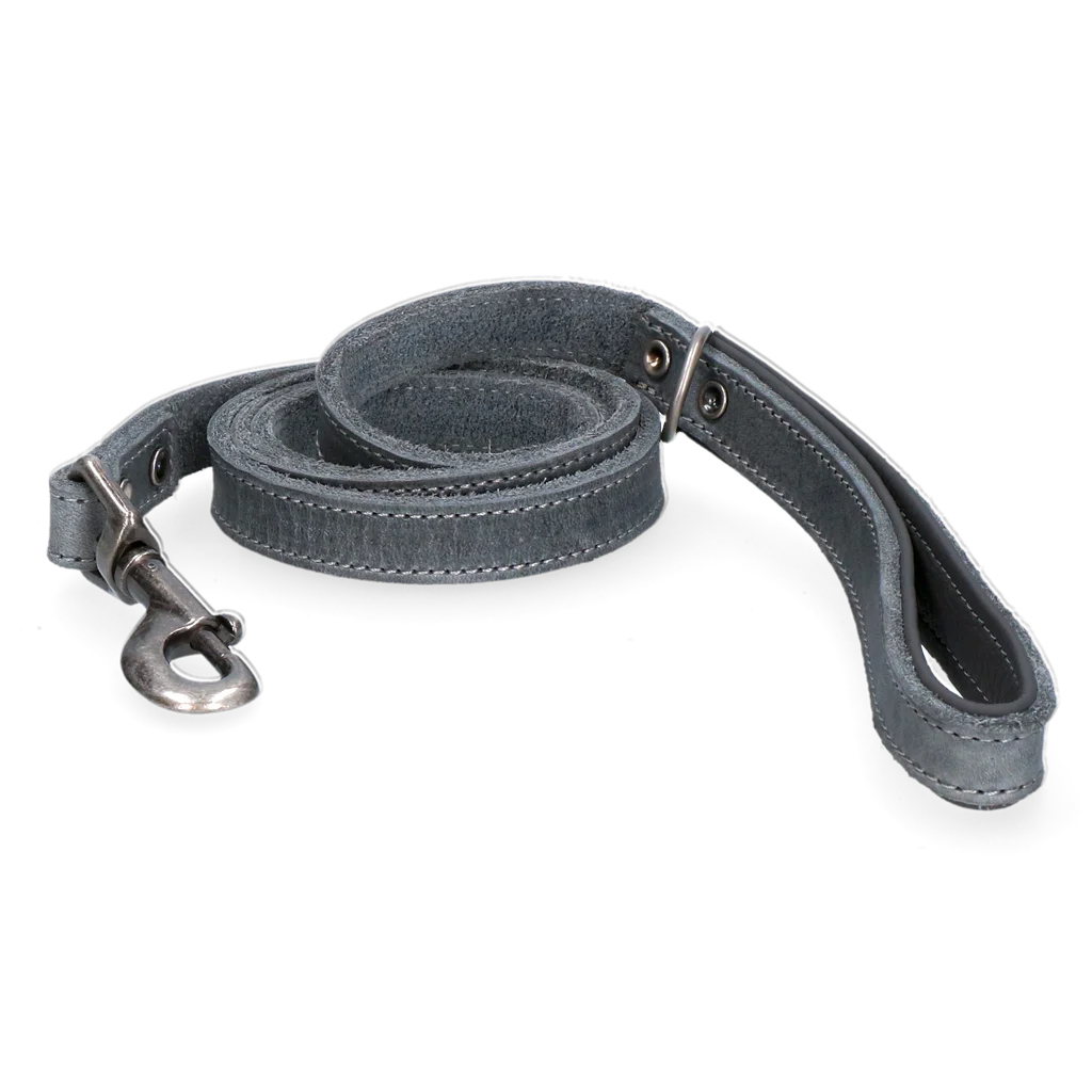 Kožené vodítko pro psy s polstrovanou rukojetí, šedé, 130 x 1,8 cm – Spotted! Pro - Obrázek 1