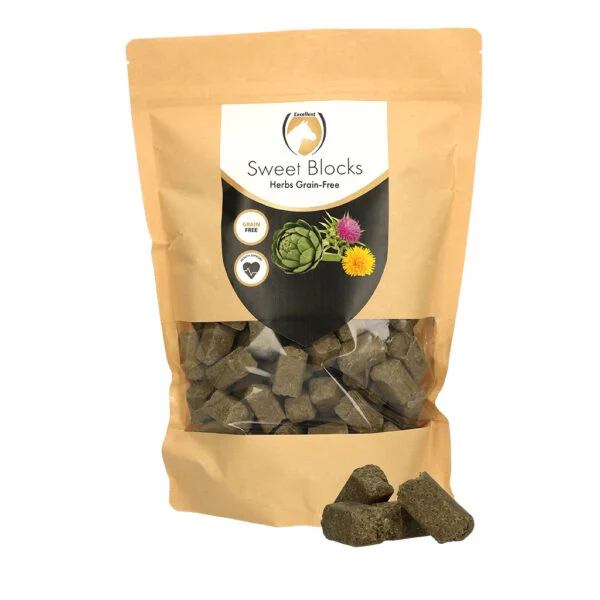 Pamlsky pro koně s bylinkami, bez obilovin, 1 kg – Excellent Horse Sweet Blocks Grain-Free