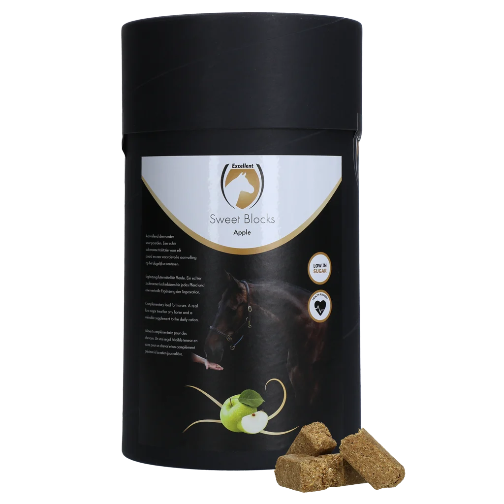 Pamlsky pro koně s jablkem, nízkocukerné, 3 kg – Excellent Horse Sweet Blocks - Obrázek 1