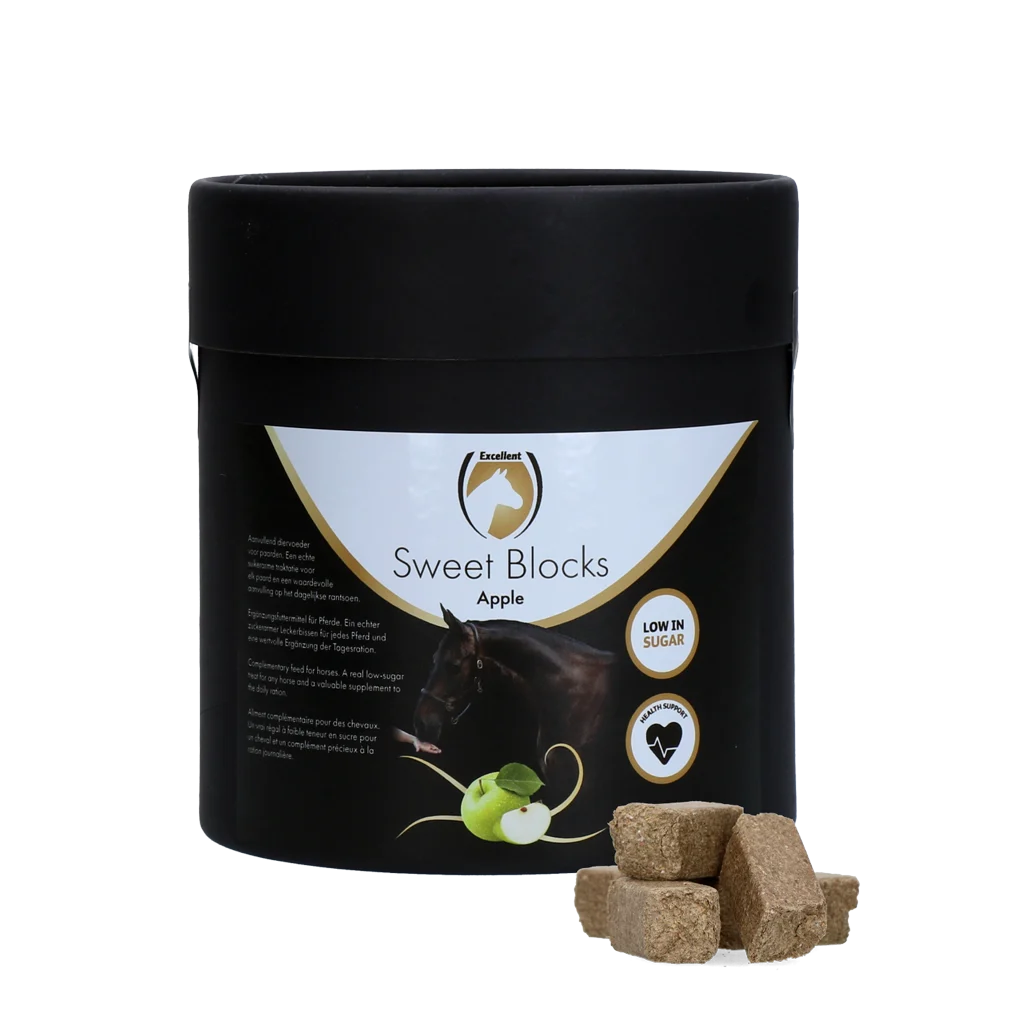 Pamlsky pro koně s jablkem, nízký obsah cukru, 1,2 kg – Excellent Horse Sweet Blocks - Obrázek 1
