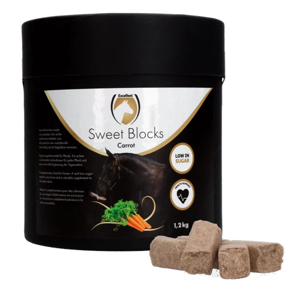 Pamlsky pro koně s mrkví, nízkocukerné, 1,2 kg – Excellent Horse Sweet Blocks