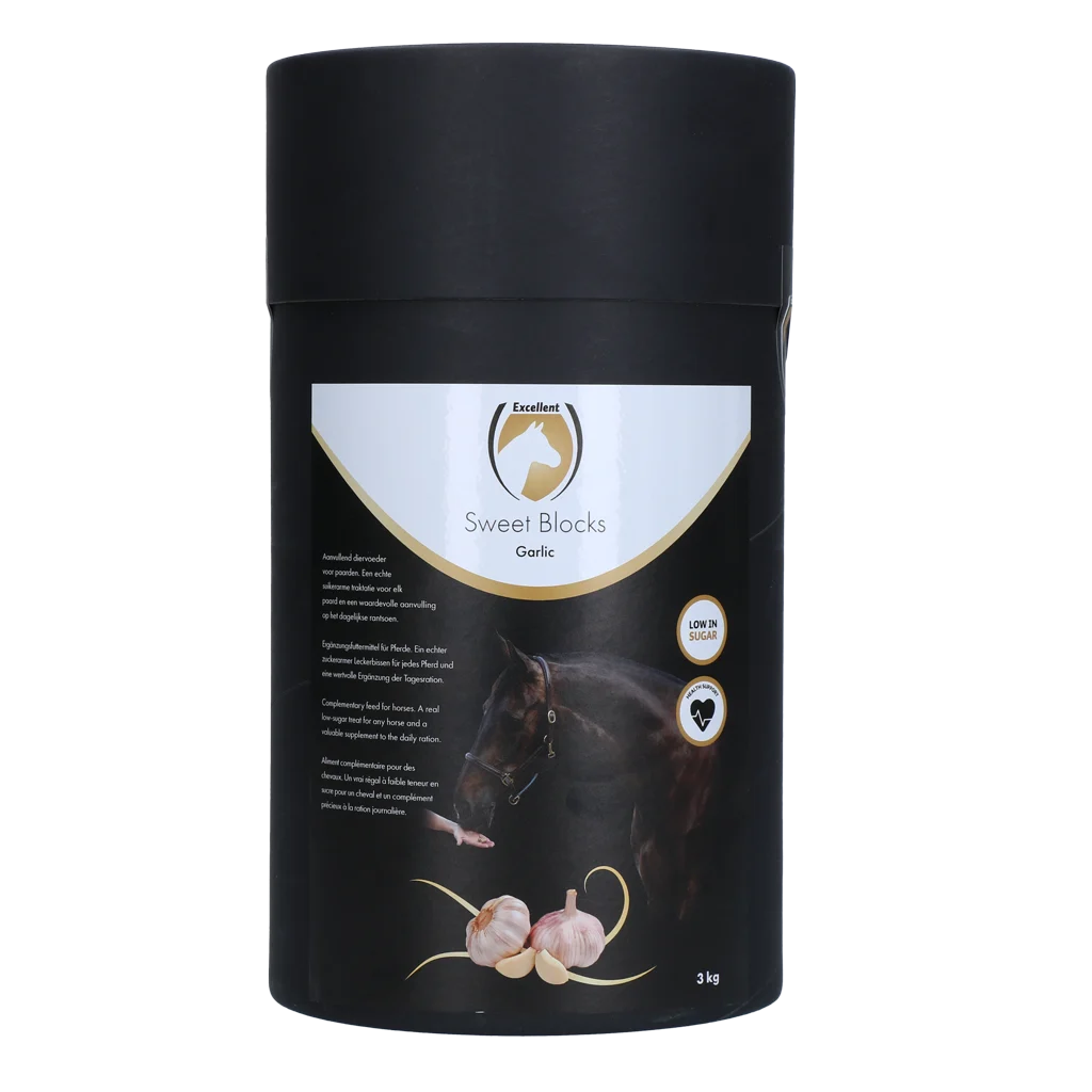 Pamlsky pro koně s česnekem, s nízkým obsahem cukru, 3 kg – Excellent Horse Sweet Blocks - Obrázek 1
