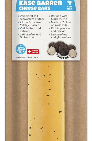 Sýrová tyčinka pro psy s černými lanýži, velikost L – SwissCowers Cheese Bars Truffle L