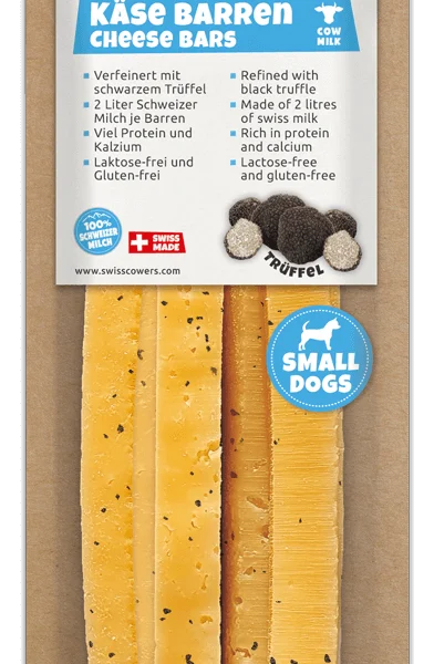Sýrová tyčinka pro psy s černým lanýžem, velikost S – SwissCowers Cheese Bars Truffle S